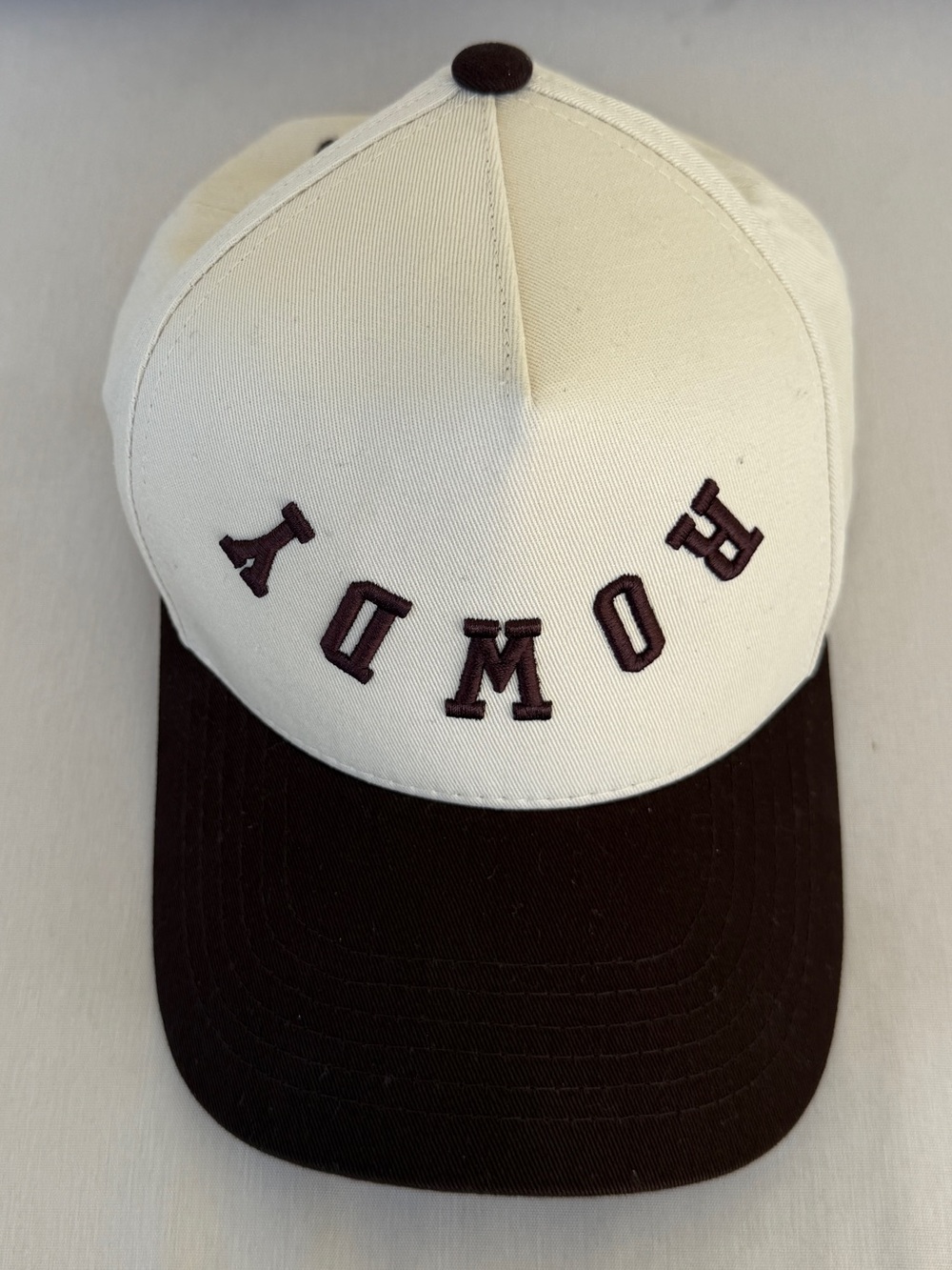 C.C Two-Tone ROWDY Baseball Cap - Cream and Dark Espresso Brown